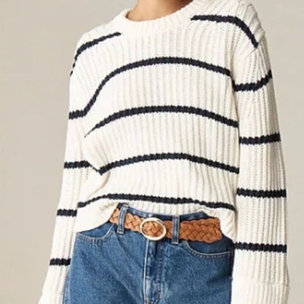 J. Crew Heritage Cotton Fisherman Crewneck Sweater in Stripe